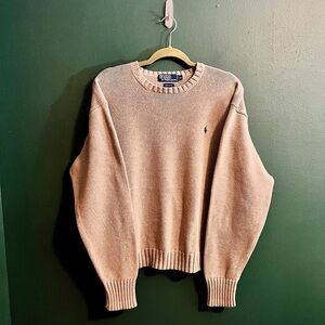 Vintage Polo Ralph Lauren Women's Tan Crewneck Knitted Sweater